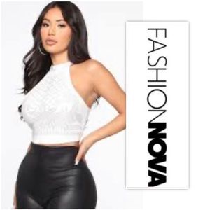 Fashion Nova Selfish For You Studded Halter Top